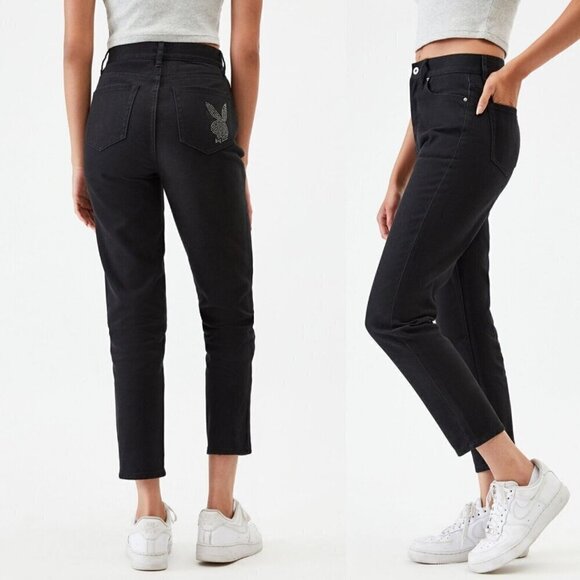 Playboy By Pacsun Ultra High Waisted Slim Fit Jeans Black Size 24 Button Fly - Picture 3 of 13